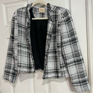 Elie Tahari Black and White Plaid Blazer